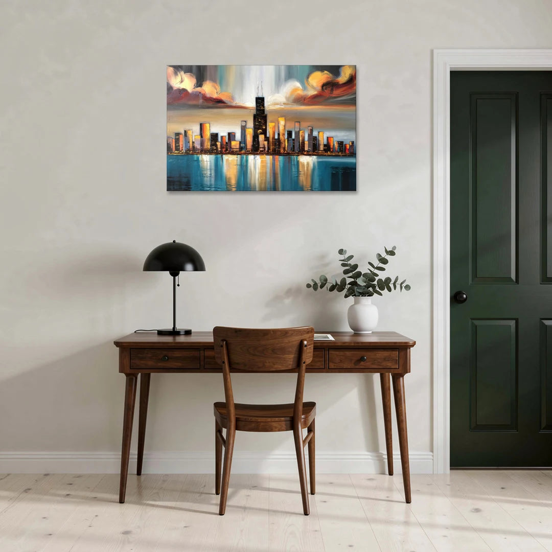 Chicago Skyline With Willis Tower - Canvas Wall Art - Office - 36x24