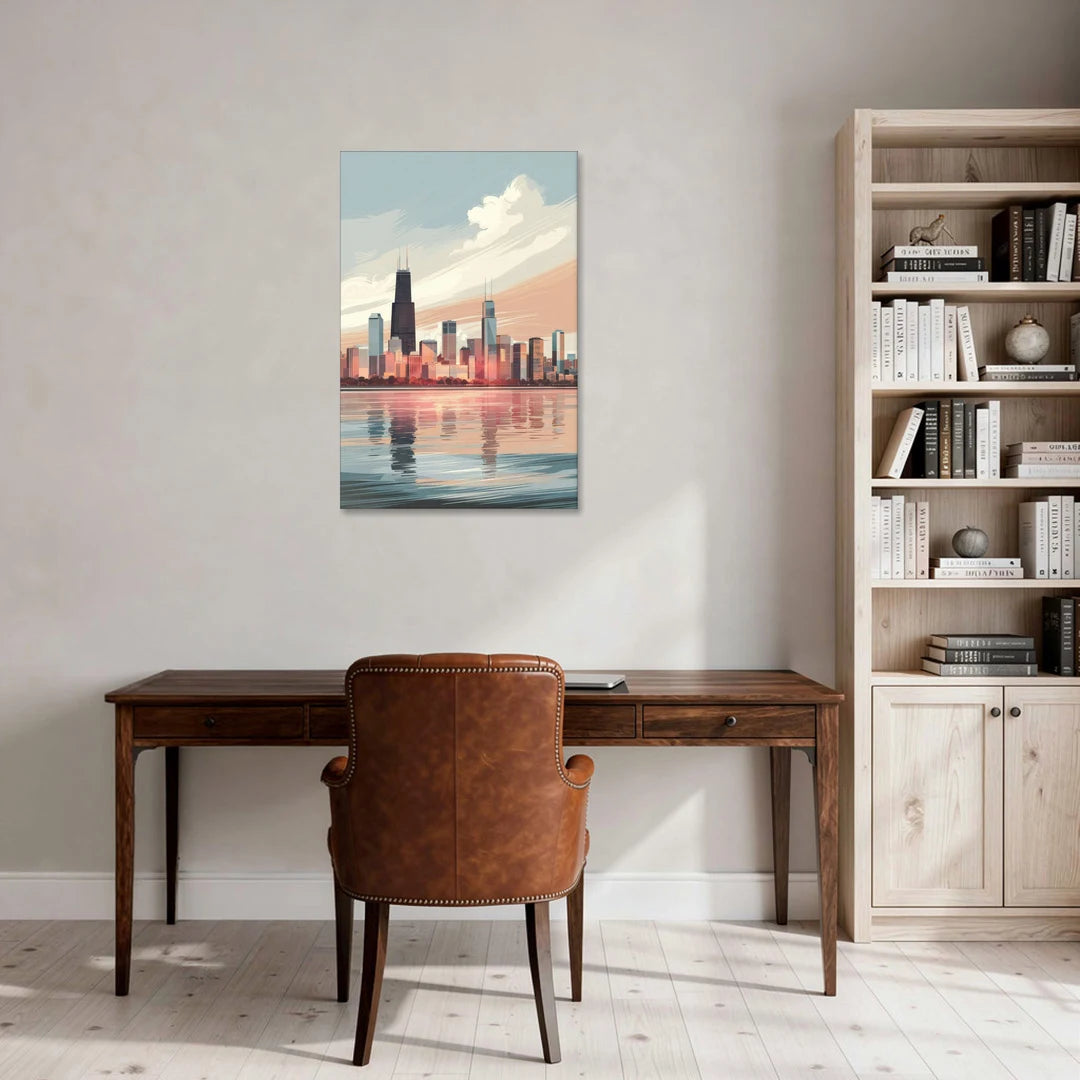 Chicago Skyline from Lake Michigan - Canvas Wall Art - Office - 24x36