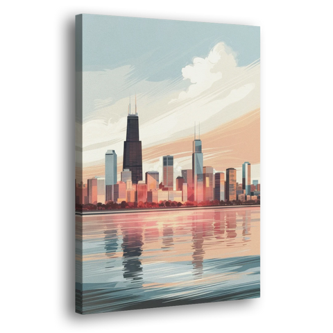 Chicago Skyline from Lake Michigan - Canvas Wall Art - Side