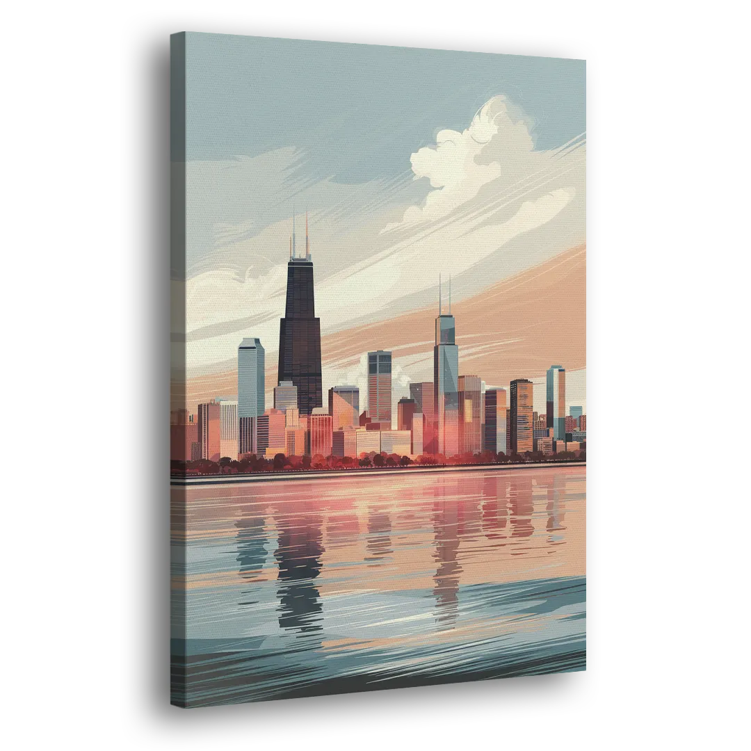Chicago Skyline from Lake Michigan Side - Canvas Wall Art