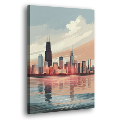 Chicago Skyline from Lake Michigan Side - Canvas Wall Art