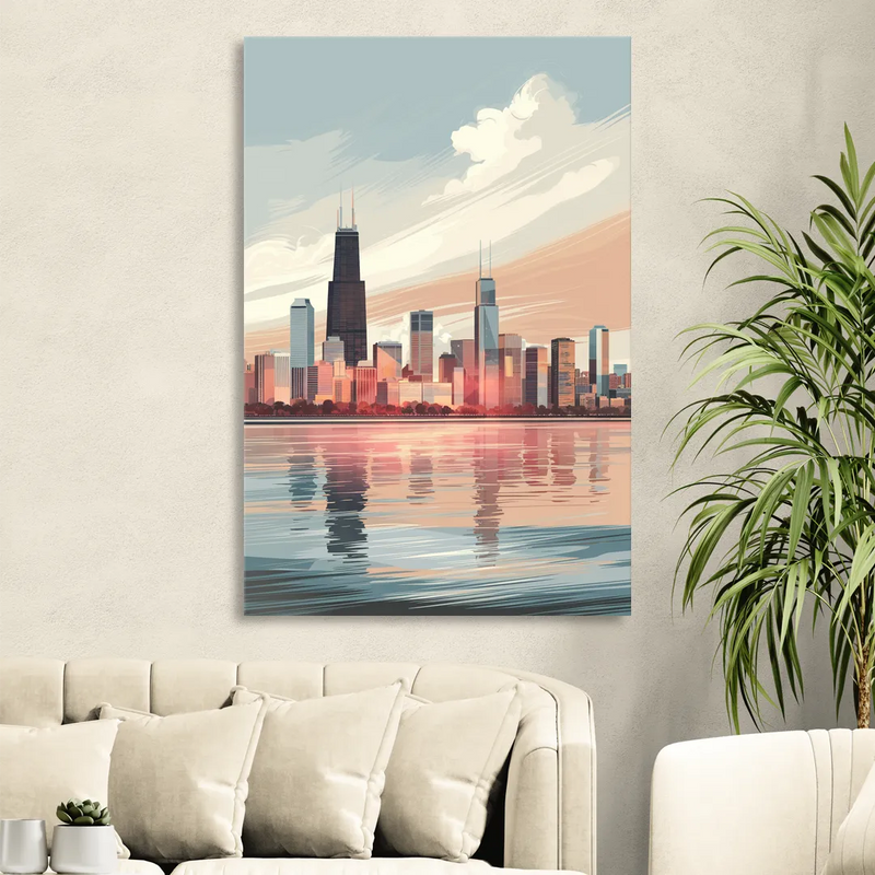 Chicago Skyline from Lake Michigan Living Room - Canvas Wall Art