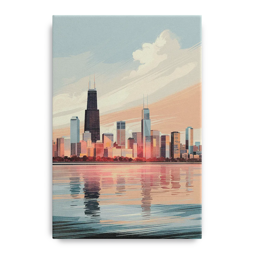 Chicago Skyline from Lake Michigan Front - Canvas Wall Art