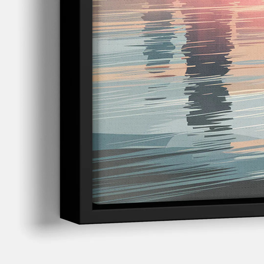 Chicago Skyline from Lake Michigan - Close-Up Black Frame Canvas