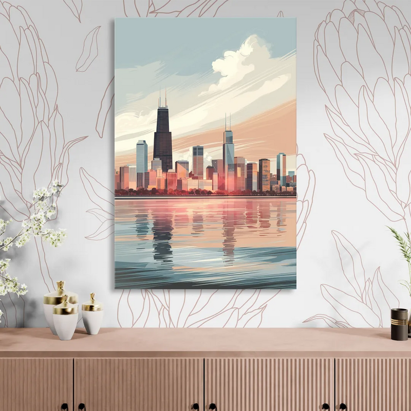 Chicago Skyline from Lake Michigan Sitting Room - Canvas Wall Art