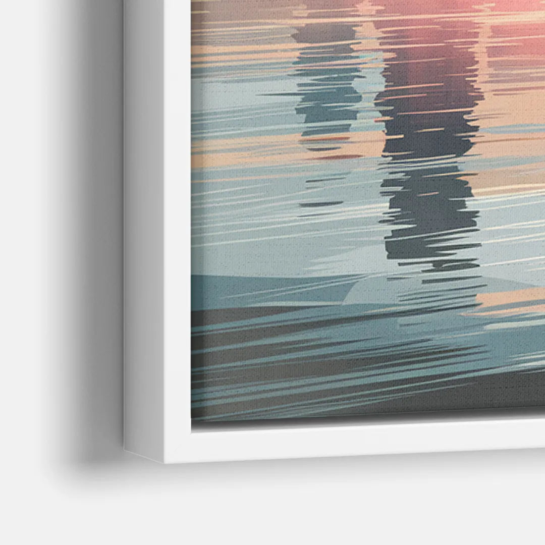 Chicago Skyline from Lake Michigan - Close-Up White Frame Canvas