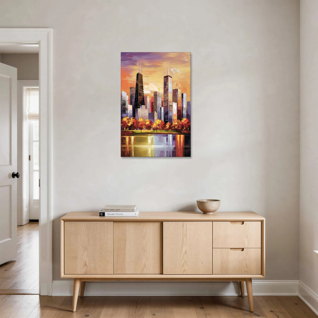 Chicago Skyline in Autumn - Canvas Wall Art - Coffee Table - 24x36