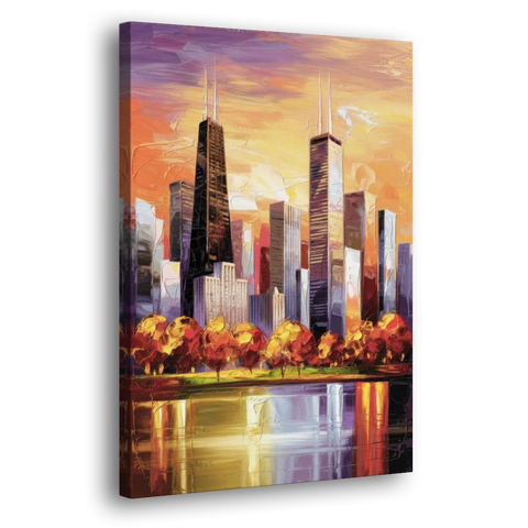 Chicago Skyline in Autumn - Canvas Wall Art - Side
