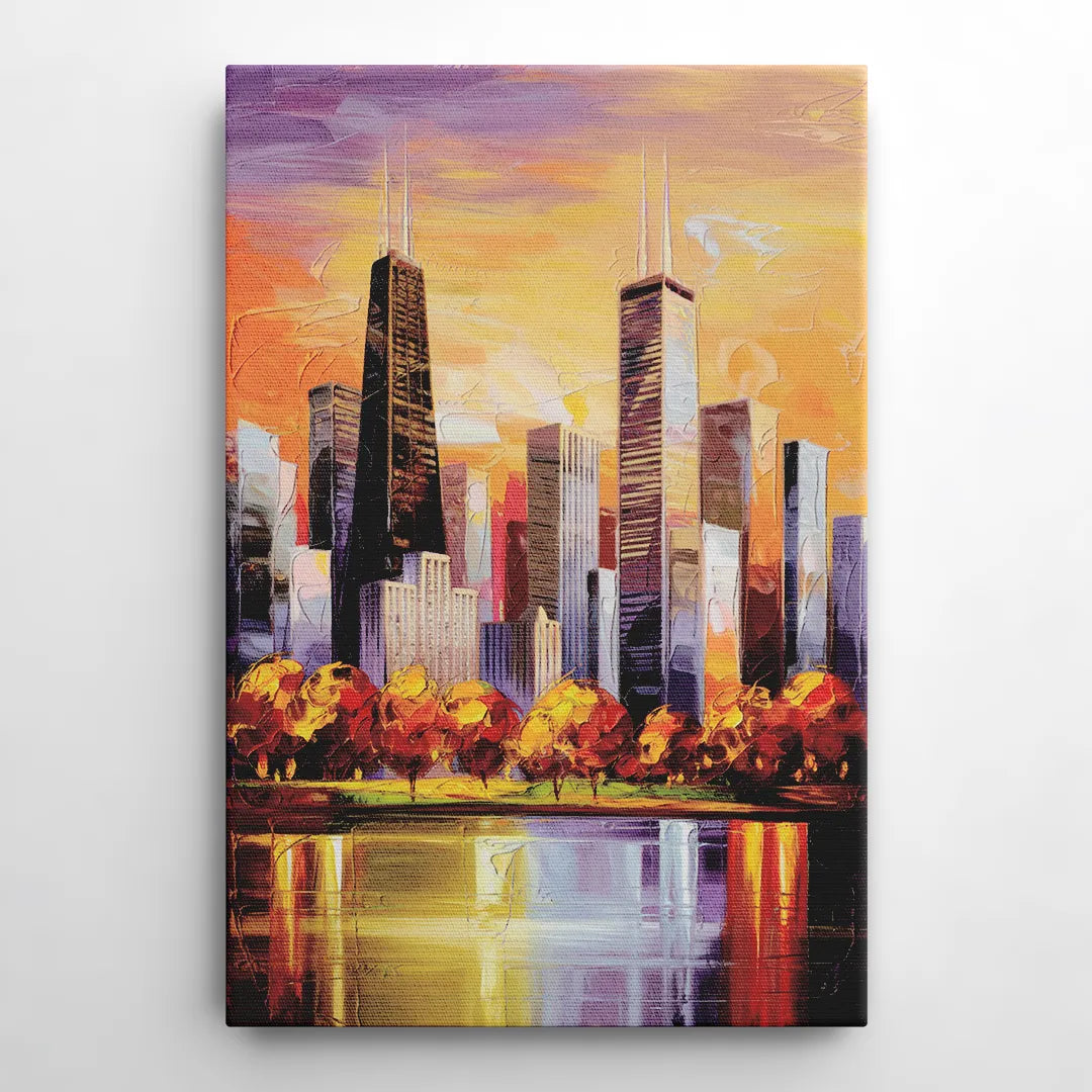 Chicago Skyline in Autumn - Canvas Wall Art