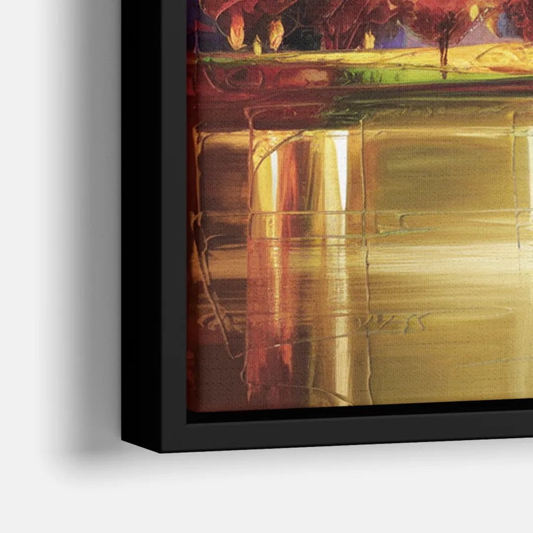 Chicago Skyline in Autumn - Close-Up Black Frame Canvas