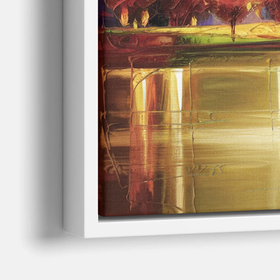 Chicago Skyline in Autumn - Close-Up White Frame Canvas