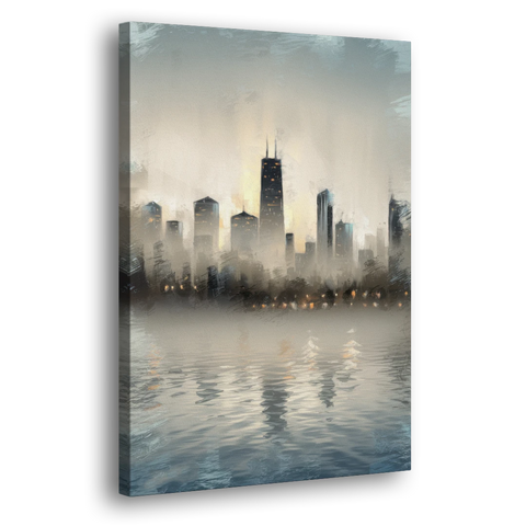 Chicago Skyline in Fog - Canvas Wall Art - Side