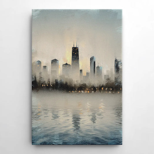 Chicago Skyline in Fog - Canvas Wall Art