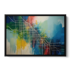 Chicago Street Names Typography - Black Framed Canvas Wall Art - Front