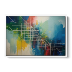 Chicago Street Names Typography - White Framed Canvas Wall Art - Front