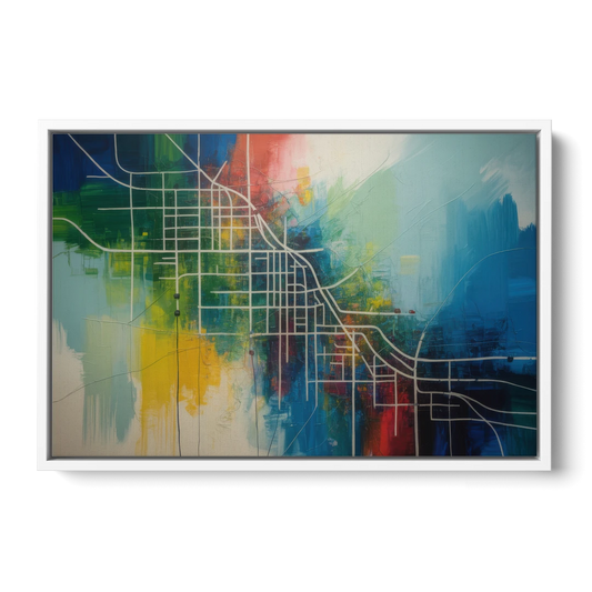 Chicago Street Names Typography - White Framed Canvas Wall Art - Front