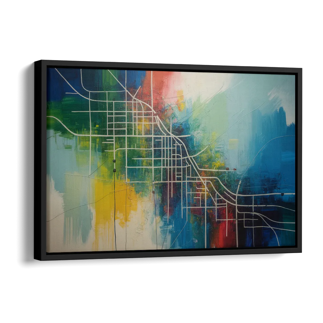 Chicago Street Names Typography Side - Black Canvas Wall Art