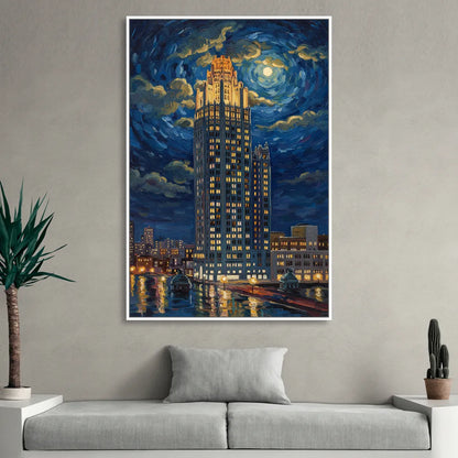 Chicago Tribune Tower Gothic Majesty Sitting Room - White Canvas Wall Art