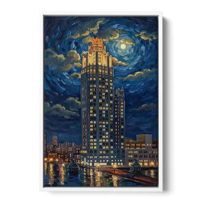 Chicago Tribune Tower Gothic Majesty - White Frame Canvas