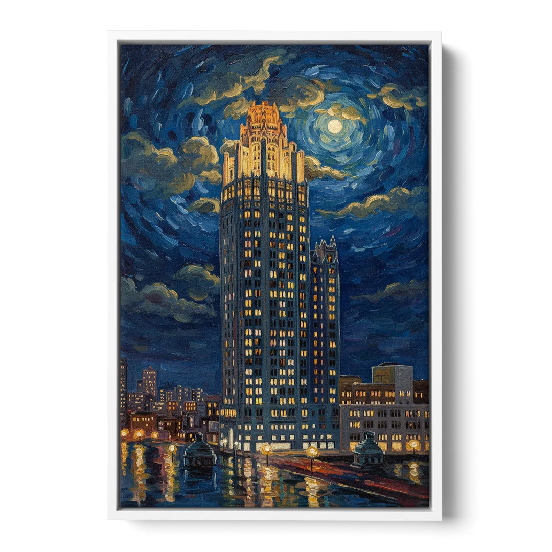 Chicago Tribune Tower Gothic Majesty Front - White Canvas Wall Art