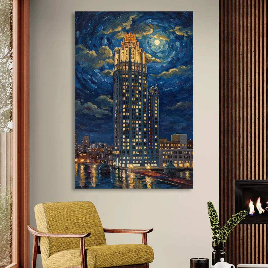 Chicago Tribune Tower Gothic Majesty Living Room - Canvas Wall Art