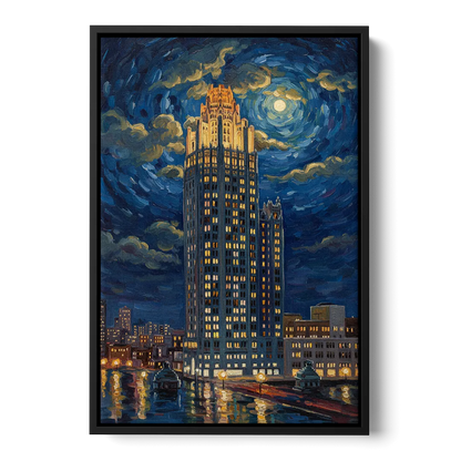 Chicago Tribune Tower Gothic Majesty - Black Frame Canvas