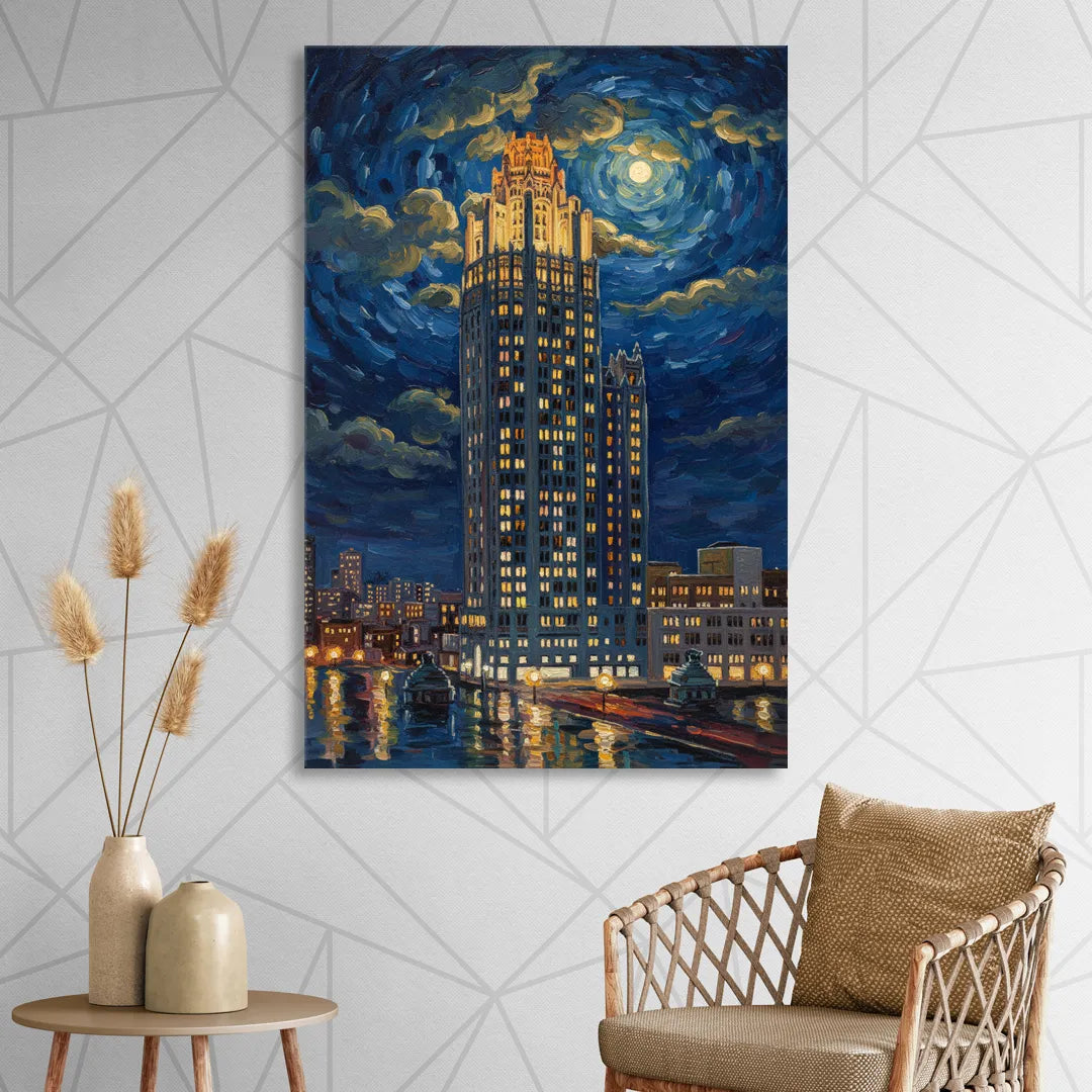 Chicago Tribune Tower Gothic Majesty Sitting Room - Canvas Wall Art