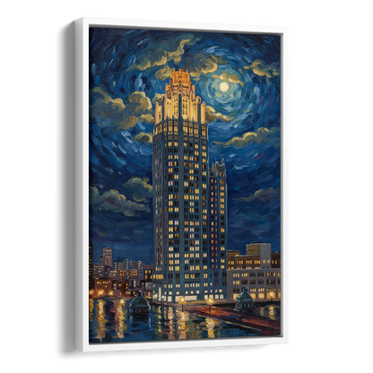 Chicago Tribune Tower Gothic Majesty Side - White Canvas Wall Art