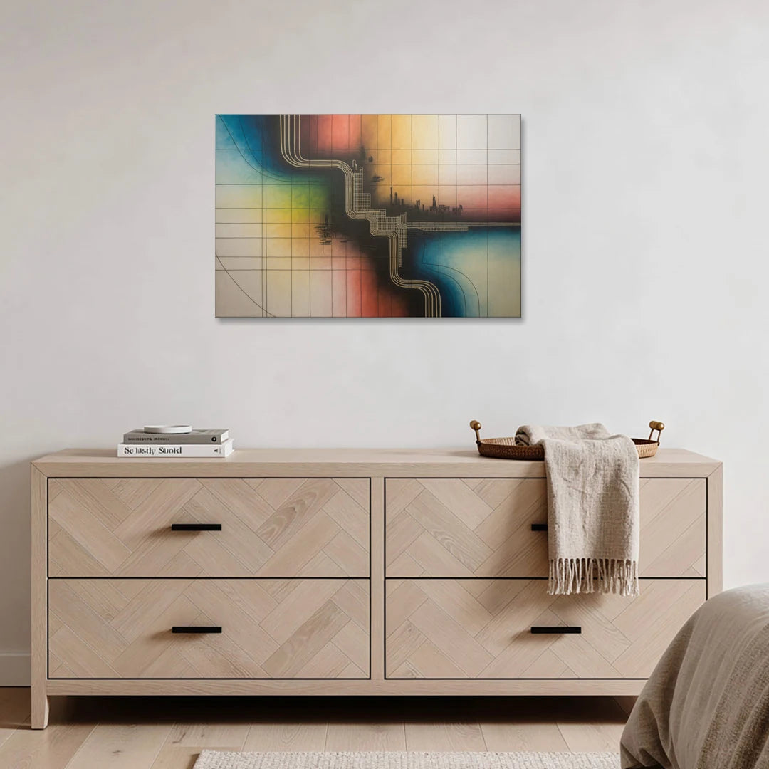 Chicago Vintage Transit Map - Canvas Wall Art - Coffee Table - 36x24
