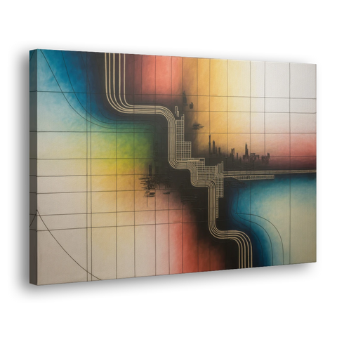 Chicago Vintage Transit Map - Canvas Wall Art - Side