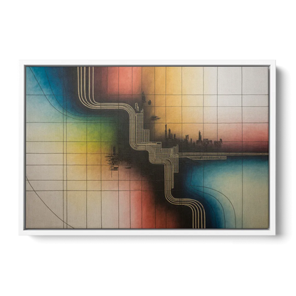 Chicago Vintage Transit Map - White Frame Canvas