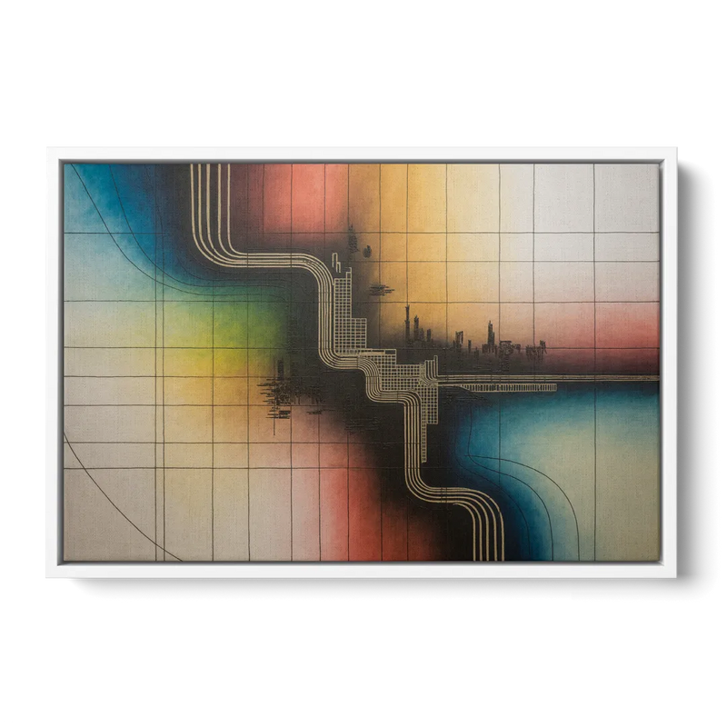 Chicago Vintage Transit Map - White Frame Canvas