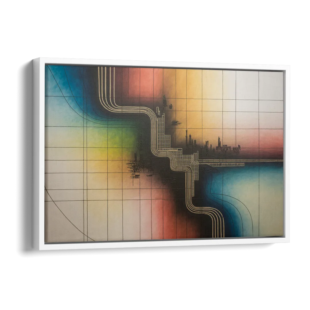 Chicago Vintage Transit Map Side - White Canvas Wall Art