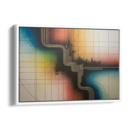Chicago Vintage Transit Map Side - White Canvas Wall Art