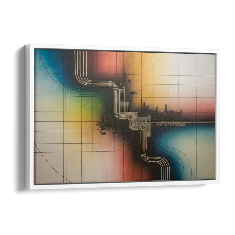 Chicago Vintage Transit Map Side - White Canvas Wall Art