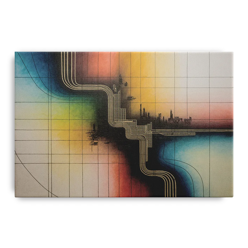 Chicago Vintage Transit Map Front - Canvas Wall Art