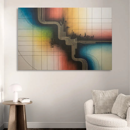 Chicago Vintage Transit Map Living Room - Canvas Wall Art