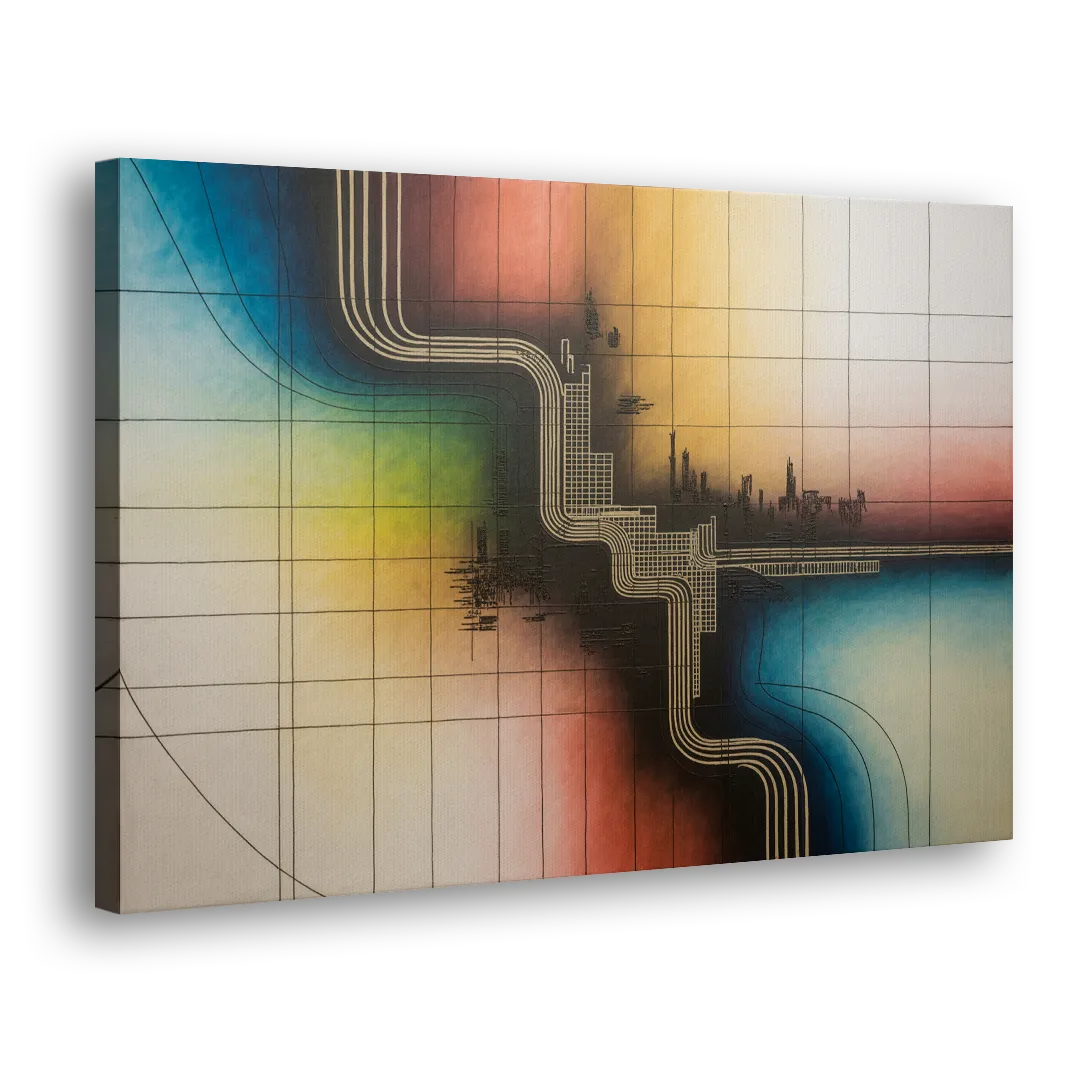 Chicago Vintage Transit Map Side - Canvas Wall Art