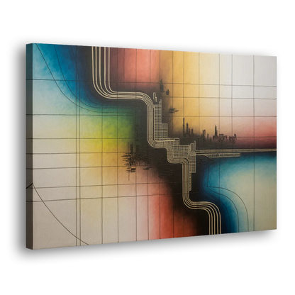 Chicago Vintage Transit Map - Canvas Print Art Sides