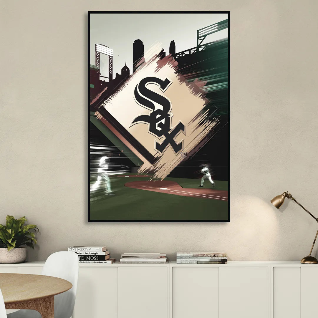 Chicago White Sox Legacy Living Room - Black Canvas Wall Art