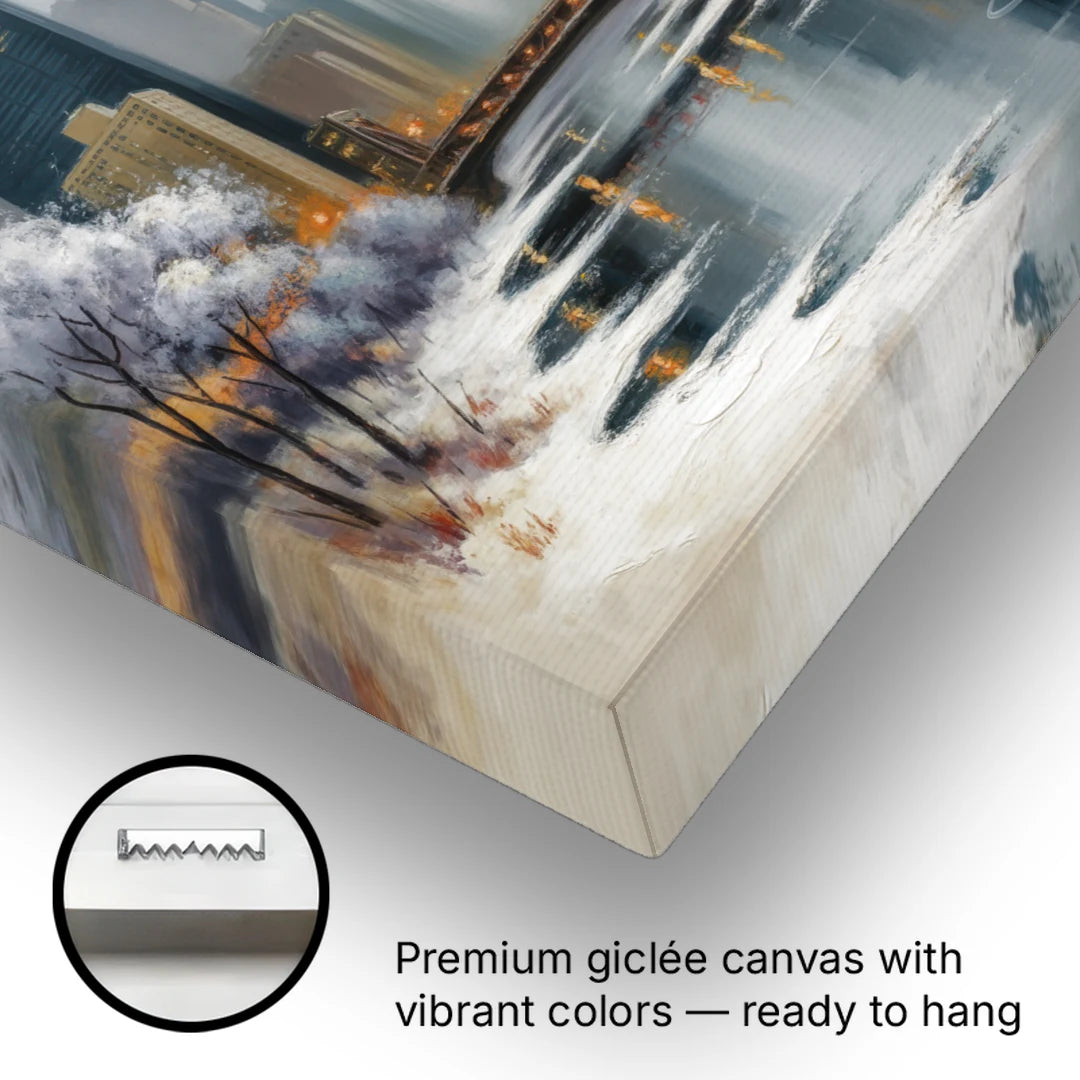 Chicago Winter Fog Over the City - Canvas Wall Art - Gallery Wrap Corner
