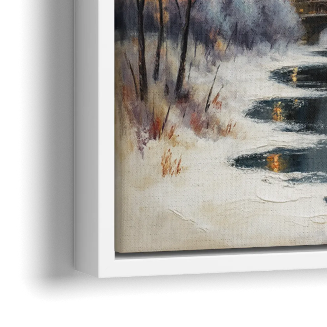 Chicago Winter Fog Over the City - Close-Up White Frame Canvas