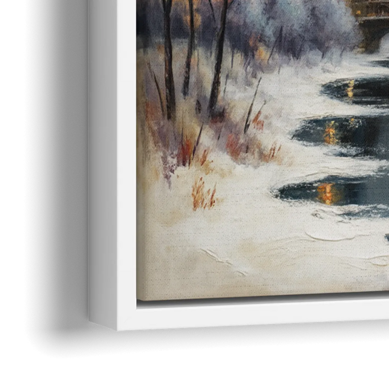 Chicago Winter Fog Over the City - Close-Up White Frame Canvas