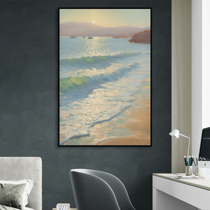 Chileno Bay Waters Living Room - Black Canvas Wall Art