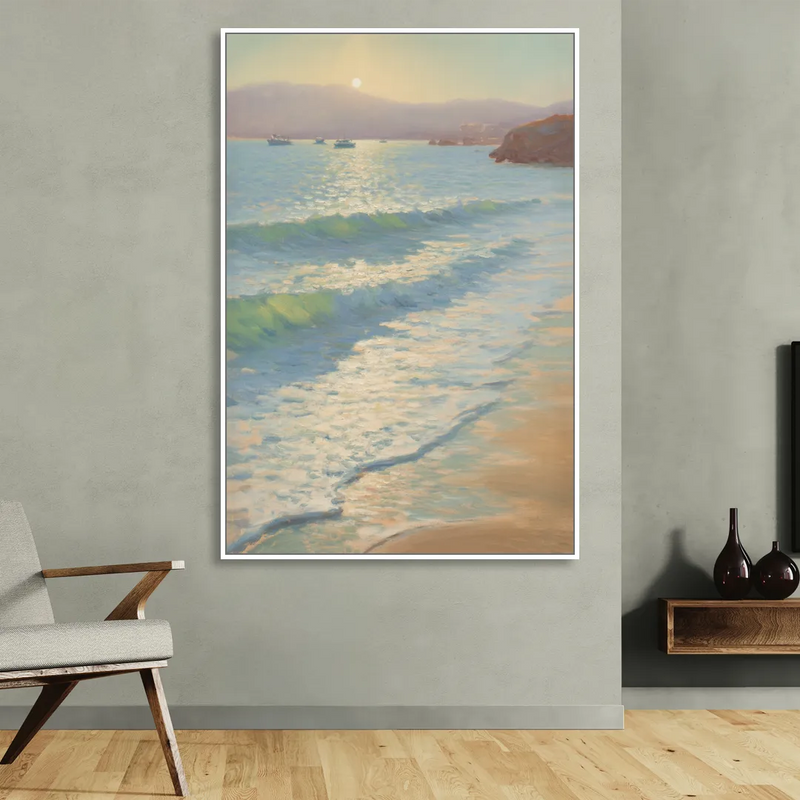 Chileno Bay Waters Living Room - White Canvas Wall Art