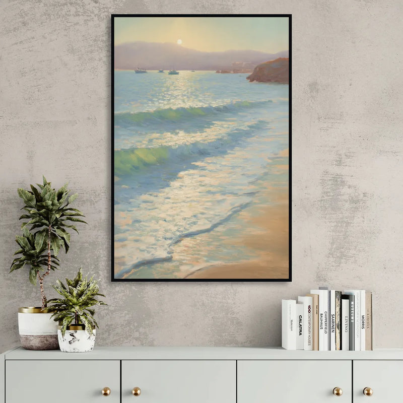 Chileno Bay Waters Sitting Room - Black Canvas Wall Art