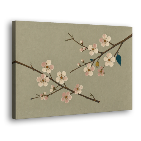Chinoiserie Wall Art of Crossing Plum Blossom Branches - Canvas Wall Art - Side