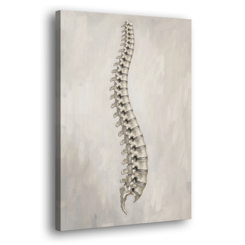 Chiropractic Wall Art of a Spine in Misty Grey - Canvas Wall Art - Side