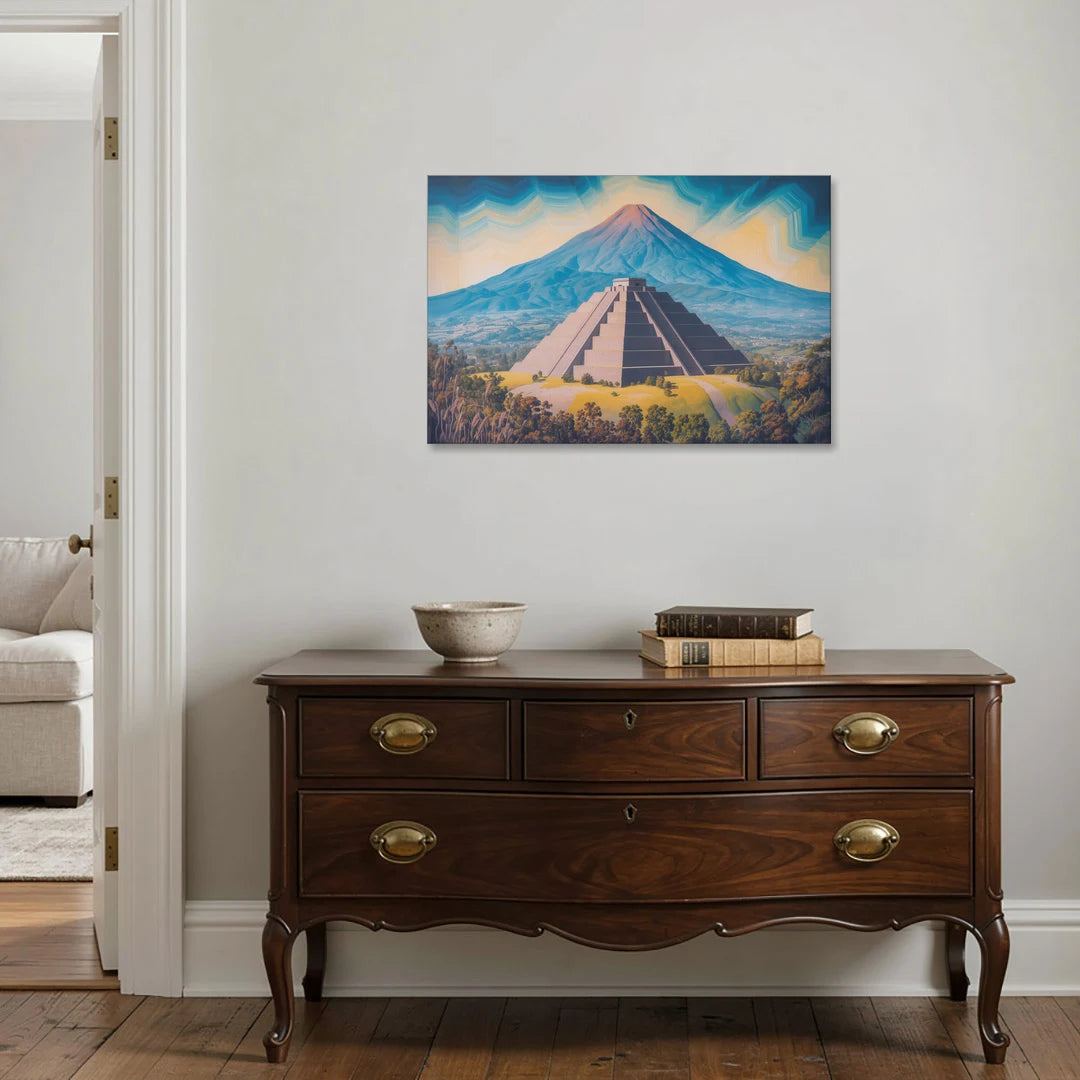 Cholula Pyramid View - Canvas Wall Art - Coffee Table - 36x24