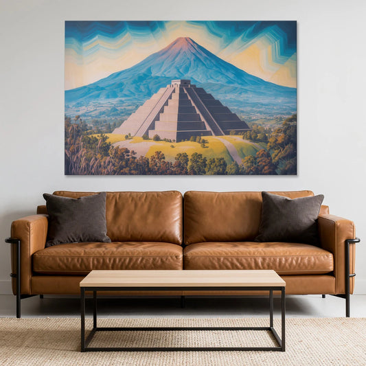 Cholula Pyramid View - Canvas Wall Art - Sofa - 60x40